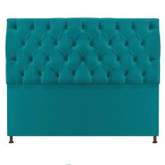 Cabeceira Sofia 195cm King Size Suede Azul Turquesa