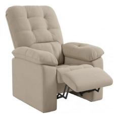 Poltrona do Papai Reclinável Suede Veludo Bege Estoril Besthouse