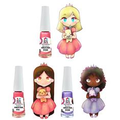 Kit C/3 Esmaltes Infantil A Base De Água Amusant Princesas