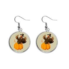 Brinco feminino Happy Thanksgiving Day Pumkin Pattern Ear Pendente Silver Drop Jewelry