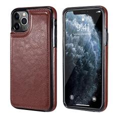 Carteira magnética capa de telefone de couro para iPhone 11 12 Pro Max 12 Mini XR XS Max X 7 8 Plus 12 slots de cartão Flip Kickstand Back Cover, marrom, para iphone 7 ou 8