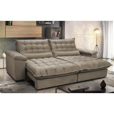 Sofá Retrátil e Reclinável 2,52m com Molas Ensacadas Cama inBox Aconchego Tecido Suede Castor