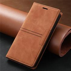 Capa de telefone de couro ultrafino para Samsung Galaxy S9 S10 S20 FE S21 Plus S22 S23 Ultra Note 20 10 Capa magnética para cartão tipo carteira, marrom, para Samsung S8 Plus