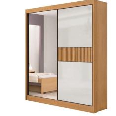 Guarda Roupa 2 portas Ripado Mdf Cinamomo e Off white