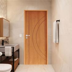 Porta Lisa Padrão Imbuia Concept 10 Batente Ecológico 09 Fechadura Stilo Wc 62 X 2,10 e Natural