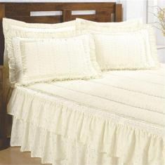 Colcha Casa Show Lese Casal Queen Babado Duplo 7 Peças Palha - Top Chi