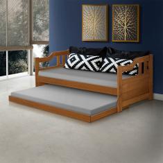 Sofa Cama Solteiro de Madeira com Cama Auxiliar Atraente Imbuia