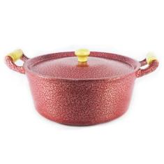 Caçarola Panela Reta Craqueada De Alumínio Alça Madeira 22cm - DIVIFOR