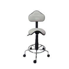 Cadeira sela estetica - regulagem de altura  a gás - para dentista, manicure, tatuador, estrela cromada  corano branco