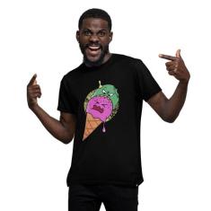 Camiseta Masculina Sorvete Zumbi Hipsters, G, Preto