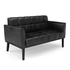 Sofá Namoradeira 2 Lugares Base De Madeira Preto Elisa Corano Preto D0