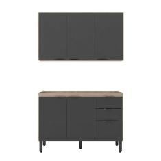 Cozinha Modulada Composição 9 Firenze 2 Peças Avena Grafito - Demóbile Avena Grafito