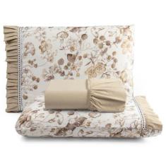 Jogo De Lençol Afrodite King 3 Peças Algodão 180 Fios Estampa Floral -