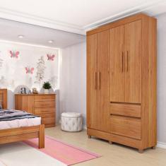 Guarda Roupa Solteiro com Pés 4 Portas 2 Gavetas - Oregon-Cinamomo - T