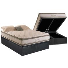 Cama Box Baú Queen: Colchão Molas Herval ConfortClass Big Class df + Base crc Suede Gray(158x198)