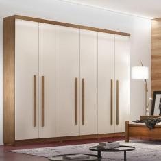 Guarda Roupa Casal 6 Portas 4 Gavetas com Pés Divino Rufato Imbuia/Off White