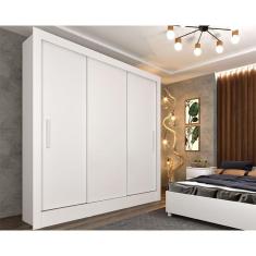 Guarda Roupa Casal 3 Portas De Correr E 4 Gavetas Valencia Neve - Tcil Móveis