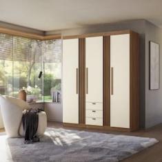 Guarda-roupa Santos Andirá Aurora 3 Portas 3 Gavetas 6 Prateleiras com Cabideiro Solteiro