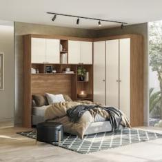 Guarda-roupa de Canto Santos Andirá Veneza 7 Portas 4 Gavetas 11 Prateleiras com Cabideiro e Maleiro Casal