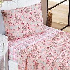 Jogo De Lençol Solteiro Joy Malha 100% Algodão Estampado 3 Peças Fashion
