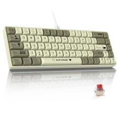 ATTACK SHARK AK680 Teclado Mecânico 60% com Fio, Hot-Swappable, RGB, Impressão UV, Controle de Som EVA, Anti-Ghosting, Programável, switch vermelho para Windows/Mac,Cinza e Branco