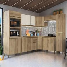 Cozinha Modulada Completa 8 Peças 16 Portas 2 Gavetas Montreal Castani/Off-White