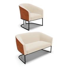 Namoradeira e Poltrona Industrial Preto Stella Noz/Linho D03 - D`Rossi