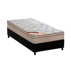 Cama Box Solteiro: Colchão Molas Castor Bonnel Revolution + Base CRC Suede Black(88x188)