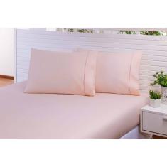 Lençol Casal 3 Peças C/Elástico Percal 100% Algodão 200 Fios Salmon