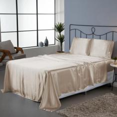 Jogo de Lençol Roupa de Cama Casal King Size 4 Peças Cetim Charmousse 