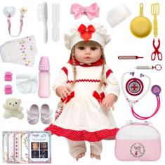 Boneca Reborn Loira Olho Castanho Princesa Completa Itens - Cegonha Re