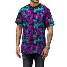 Camiseta Coqueiros Neon Psy Cores Vivas - Di Nuevo, Preto, M