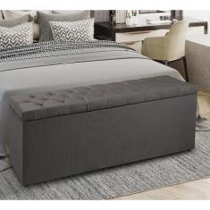 Recamier Baú 1,95m Madrid Suede Cinza Dal Poz Estofados