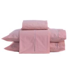 Jogo De Cama Queen 04 Peças 200 Fios Cor Rosê