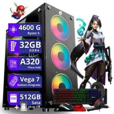 Computador Cpu PC Gamer  AMD Ryzen 5 4600g Vega 7 32gb dd4 512gb ssd H