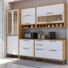 Cozinha Completa 100% Mdf 5 Peças 11 Portas 4 Gavetas e Vidro 274cm Vi