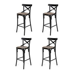 Kit 4 Banquetas Katrina Em Aço Preto - Cor: Preto