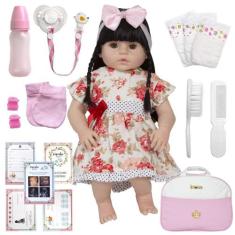 Bebê Boneca Reborn Morena 100% Silicone Pode Banho + Itens - Cegonha R