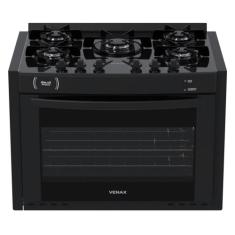 Fogao a Gas de Embutir 5 Bocas Venax Gaudi Prisma Vitreo Preto, Preto,
