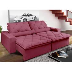 Sofá Magnum 2,82m Retrátil, Reclinável com Molas no Assento e Almofadas Lombar Tecido Suede Grafiato  - Cama InBox