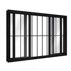 Janela de Alumínio de Correr 100 x 120 x 10,5 cm Preto 4 Folhas com Grade Lucasa