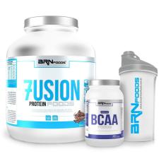 Kit Fusion Protein Foods 2kg + BCAA Fit Foods 120 Tabletes + Coqueteleira - BRNFOODS-Unissex