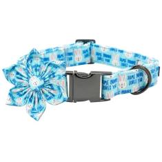 Coleira para cães - Coleira de cachorro de dia de Páscoa com flor para cães, estampa de coelhinho, ajustável, coleira de cachorro para meninas, para cães médios e pequenos e grandes