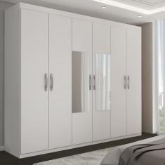 Guarda-Roupa Casal Vaticano 6 Portas 2 Gavetas com Espelho Branco - Panorama Móveis