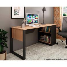 Mesa de Escritório ME4182 160cm Amêndoa/Preto - Tecno Mobili