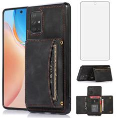 Asuwish Capa de telefone para Samsung Galaxy A51 5G/A 51 5G UW Verizon capa carteira com protetor de tela de vidro temperado e suporte para cartão de crédito acessórios para celular Glaxay 51A G5