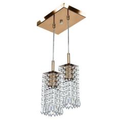 Lustre Pendente Clearcrillic Duplo Cristal Acrílico Cobre - MARRYLUZ