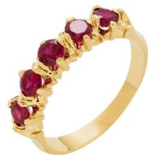 Meia Aliança de Ouro 18k com 5 Rubis Naturais Roseto - Meu Anel, 13
