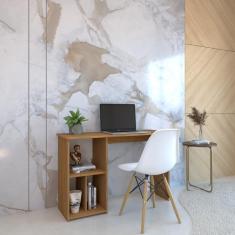 Mesa Escrivaninha Home Office Com 3 Nichos - Natural