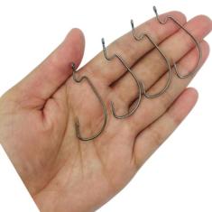 Kit 24 Anzol Offset Soft Bait Shad Grub 2/0 - CM FIshing